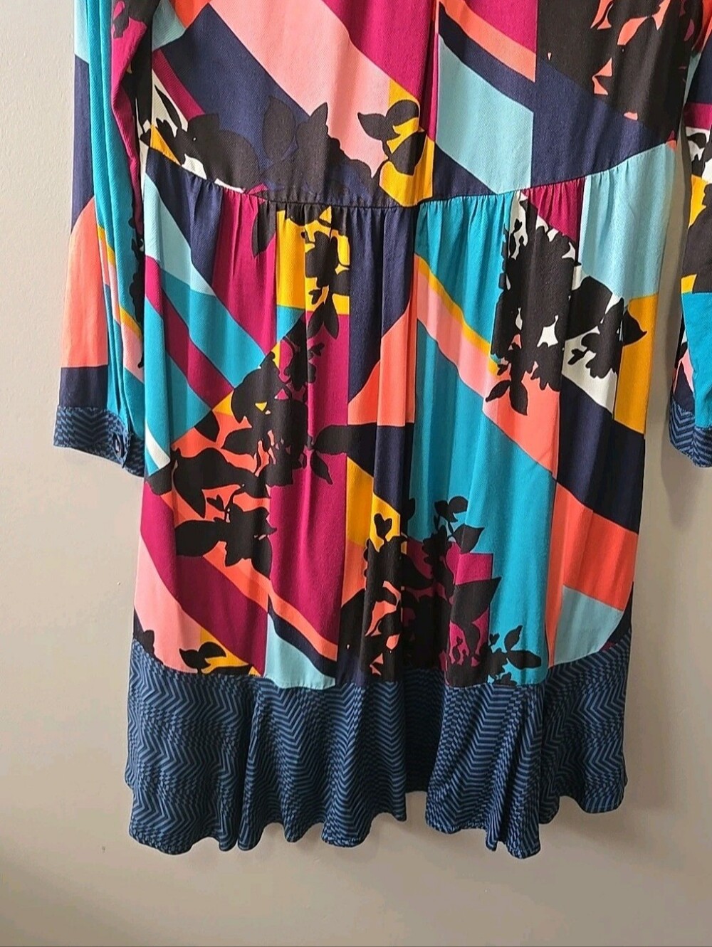 Anthropologie Maeve Tunic Dress Floral Color Block Sz. XS Tiered - Picture 8 of 11